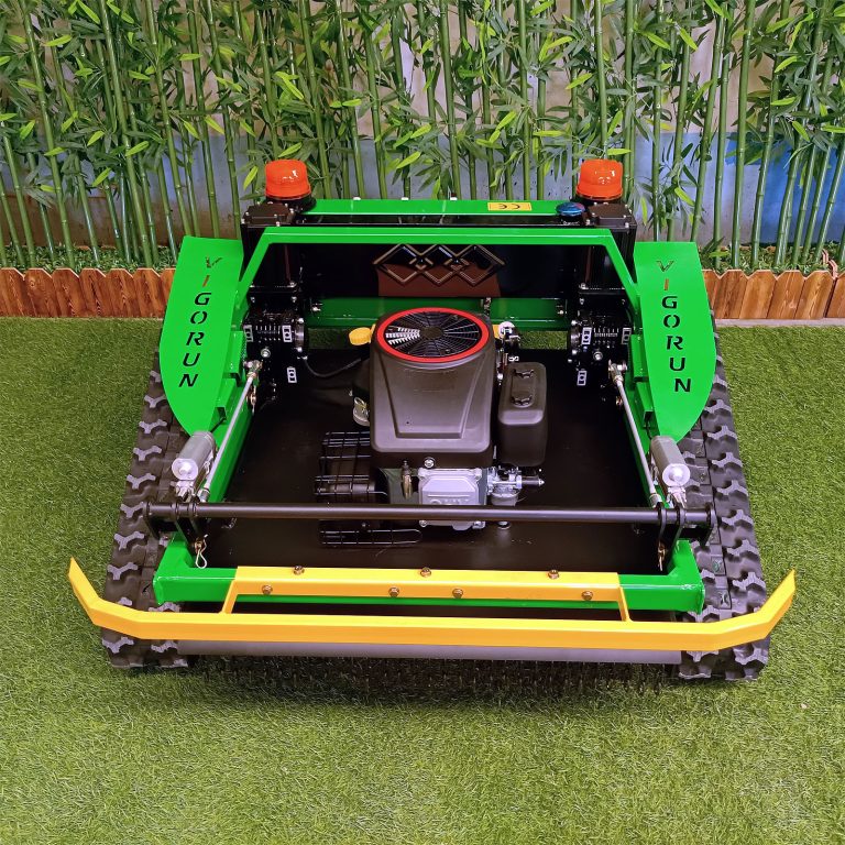 remote operated tracked grass cutter machine made by Vigorun Tech, Vigorun RC track-mounted lawn mower trimmer for sale