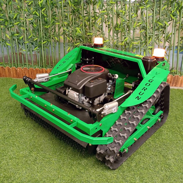 wireless radio control crawler grass cutter made by Vigorun Tech, Vigorun RC wheeled tank lawnmower for sale