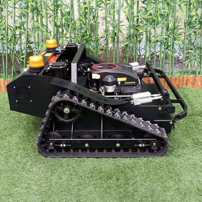 wireless track-mounted lawn trimmer made by Vigorun Tech, Vigorun radio controlled rubber track mowing machine for sale